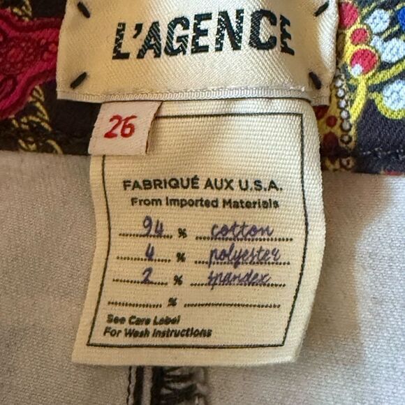 L’AGENCE NWOT Margot Skinny High Rise Jewel Printed Coated Jeans. Size 26. - Picture 9 of 10